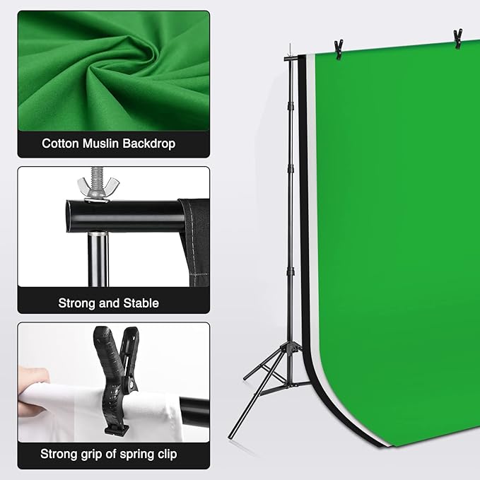 Yesker Photography Lighting Kit 8.5x10ft backdrop Support Equipment System Umbrella 5500k Light Bulb Softbox Continuous Lighting for Photo Shoot Studio Portrait Product and Video Recording Photography