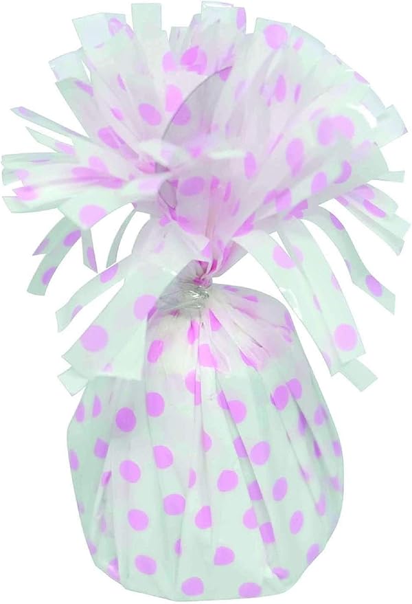 PMU Polka Dot Kisses Balloon Weights - Decorative Balloon Weight for Christmas, Thanksgiving, Birthday, Party Favors, Wedding & Baby Shower - 6oz. White With Light Pink, Pkg/1