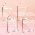 4 Pcs Acrylic Wedding Signs for Ceremony and Reception, Bridal Shower Decorations, Cards and Gifts Signs, Guest Book Sign, Arch Acrylic Table Top Sign with Holder for Wedding Reception (Clear)