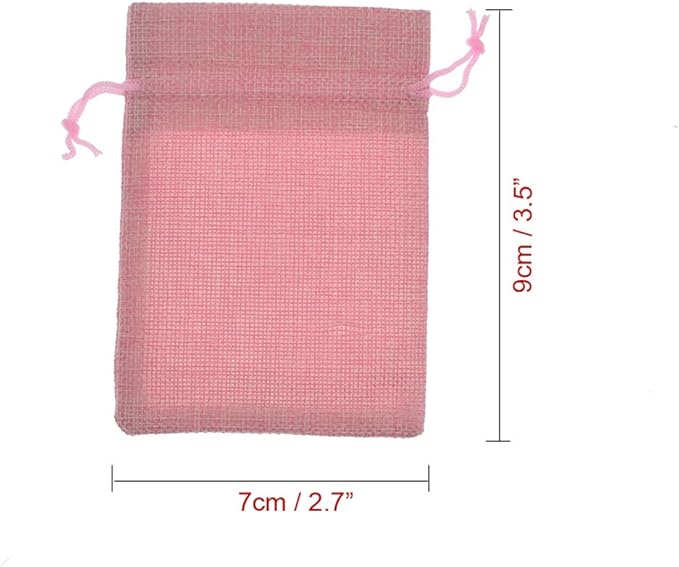 20Pcs Drawstring Burlap Bags 2.7 x 3.5 Inch, Pink Jute Sacks Jewelry Gift Pouch Christmas Candy Wedding Party Favor Bags