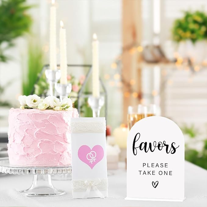 Acrylic Wedding Sign, Bridal Shower Decorations, Favors Please Take One Sign for Ceremony, Modern Font Table Signs, Acrylic Table Top Signs for Wedding Reception and Event Party (White)