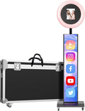 MWE Portable Photo Booth Machine Stand Compatible with Any Ipad with Software APP and Remote Control, RGB Ring Lights Music Sync, Free Custom Logo,Flight Case with Wheels (Black, Light Box)