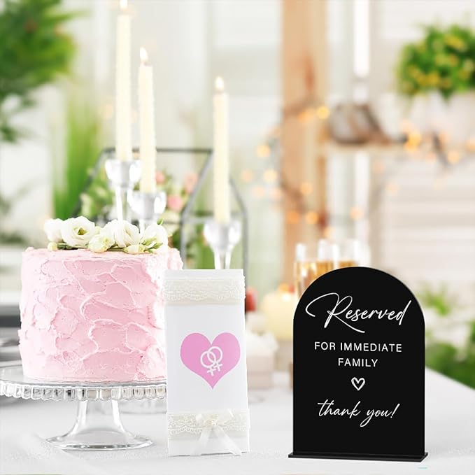 Acrylic Wedding Sign Wedding Signs for Ceremony Reserved for Immediate Family Sign for Wedding, Modern Calligraphy Arch Acrylic Table Top Sign for Wedding Reception and Event Party Table(black）