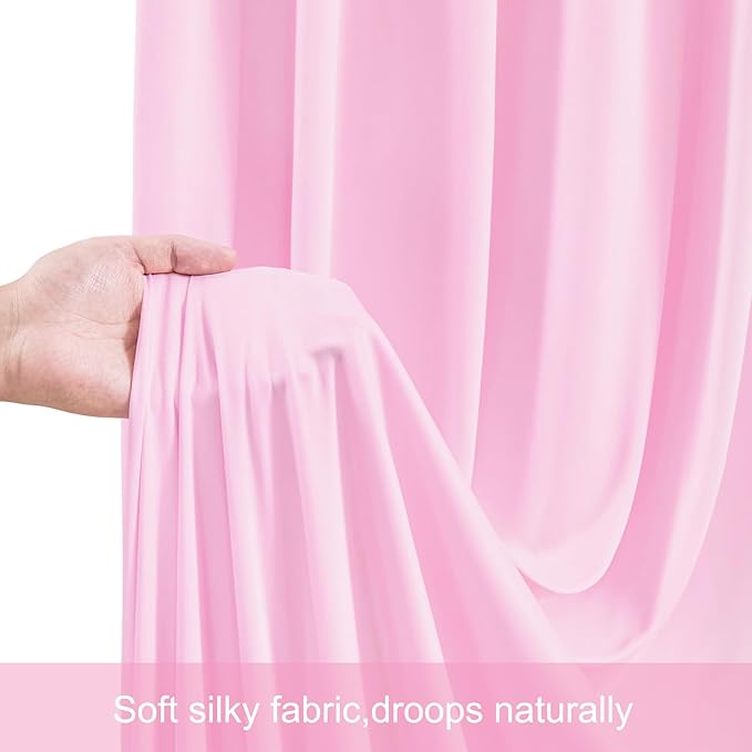 20ft x 12ft Light Pink Backdrop Curtains Wrinkle Free Backdrop Curtain for Wedding Parties Pink Fabric Backdrops Drapes Back Drop Cloth Bridal Shower Stage Curtains Wedding Decorations for Reception