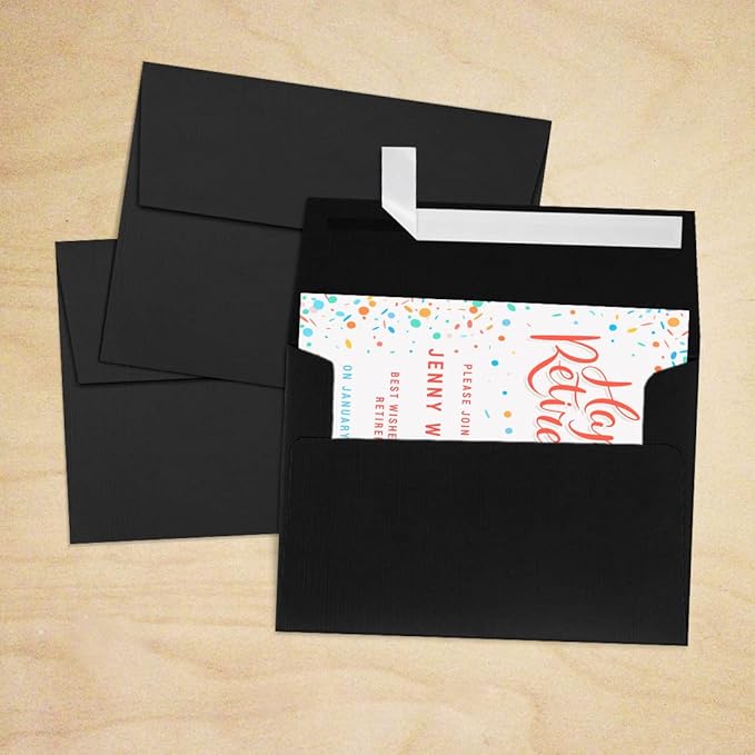 LUXPaper A7 Invitation Envelopes | Peel & Press | 5 1/4" x 7 1/4" | Black Linen | 80lb. Text | 1,000 Qty