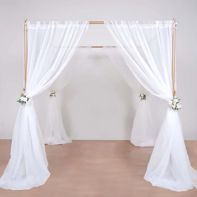 Tableclothsfactory 10ft | 4 Post Gold Metal DIY Photography Backdrop Stand, Wedding Arch Canopy Tent