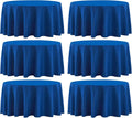 Round Tablecloth 132 Inch 6 Pack Royal Blue Tablecloths Washable Decorative Linen Polyester Table Clothes Cover for Dining Table Banquets Buffet Parties and Wedding