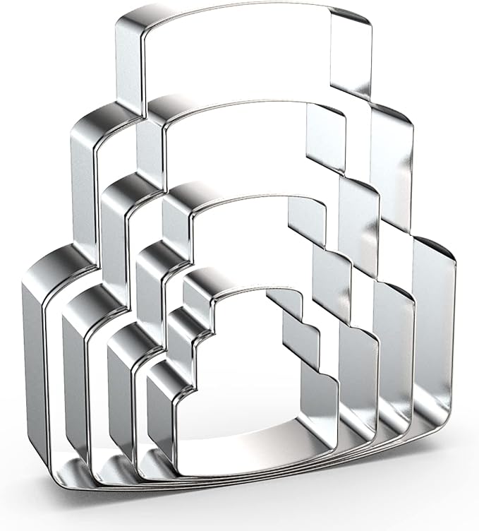 Wedding Cake Cookie Cutter Set - 4 Piece Assorted Sizes (5", 4", 3", 2") - Stainless Steel