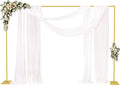 Fomcet 6.6FT x 10FT Backdrop Stand Heavy Duty with Base Gold Pipe and Drape Square Backdrop Stand Adjustable Portable Metal Arch Frame for Wedding Baby Shower Birthday Parties Banquet Decorations
