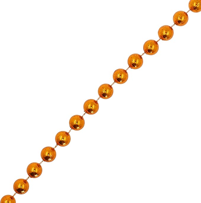 Mandala Crafts 8mm Faux Orange Pearl Beads Roll - 20 Yards Strand of Fake Pearls Chain Garlands Spool String for Christmas Tree, Wedding, Party, Vases, DIY Decoration