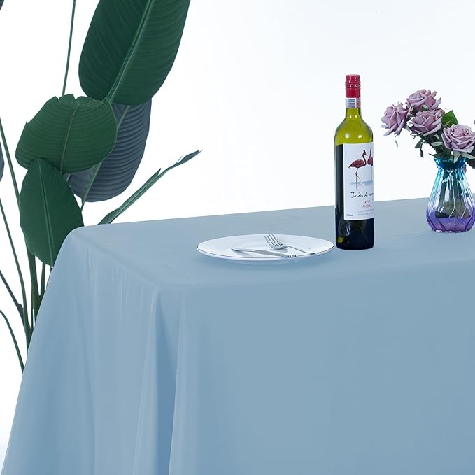 Ascoza 2pack 60x102 Inch Blue Mist Rectangular Tablecloth 6 Feet Table Cloth in Polyester Fabric for Wedding/Banquet/Restaurant/Parties