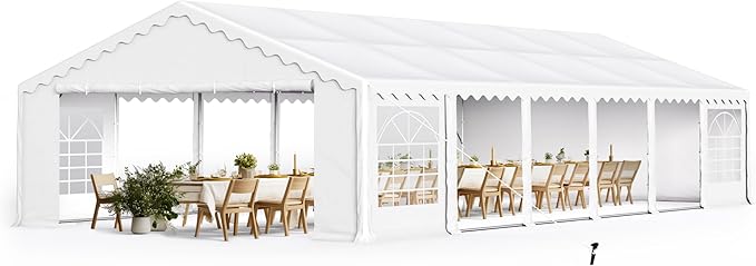 PHI VILLA 40'x20' Outdoor Heavy Duty Party Tent Large Commercial Canopy Wedding Event Shelter with Removable Sidewalls & 7 Storage Bags for Patio Outdoor Garden Events, White