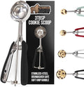 GORILLA GRIP Stainless Steel Cookie Scoop for Baking, 3 TBSP, Multipurpose Melon Baller, Meatball Spring Scoops, Perfect Portion Sizes, Easy Food Release, Scooper Size 20, BPA-Free Kitchen Tool, Black