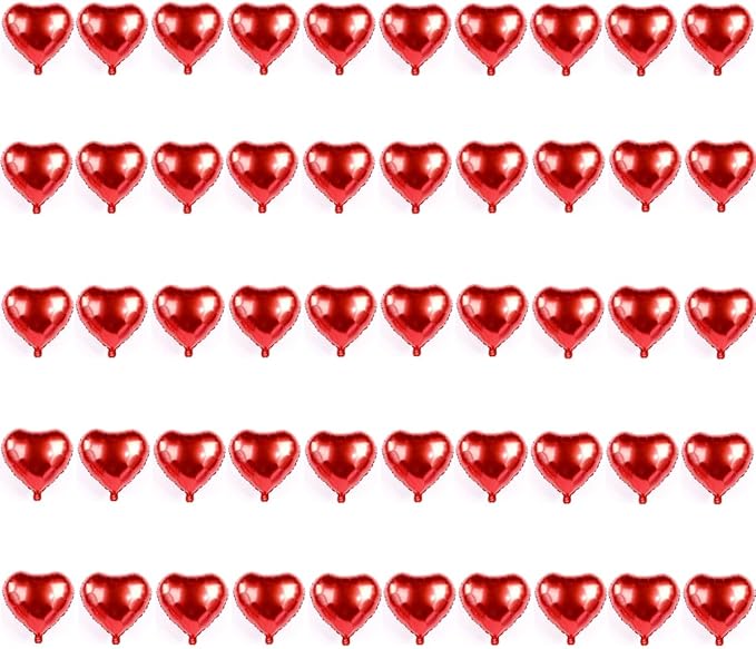 50 Pcs Red Heart Shaped Balloon Foil Balloon 5 inch Heart Balloon for Valentinge's day Wedding Decoration