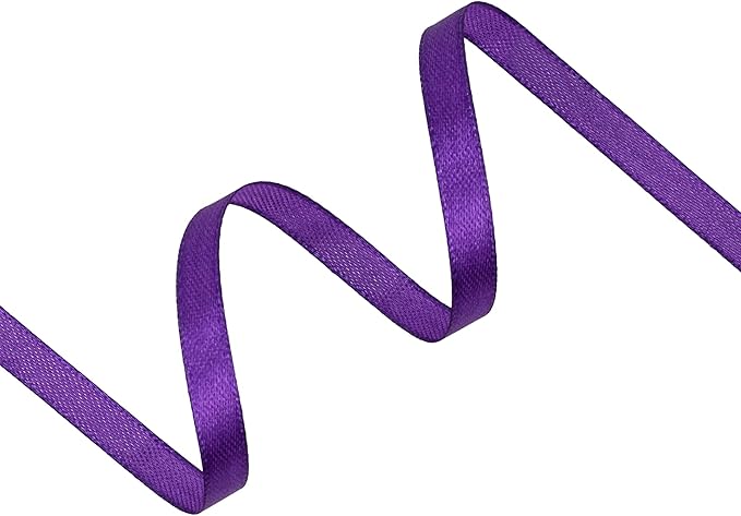 Purple Satin Ribbon 1/4 inch X Continuous 25 Yards, Single Face Polyester Ribbon Perfect for Gift Wrapping, Flower Bouquet, Wedding Decor, Crafts, Bow Making, Sewing and More