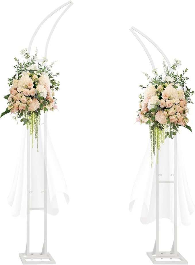 Wedding Arch Stand - 2pcs Large 5.9&6.9Ft Balloon floral Arch Stand Half Arch Flower Frame Photography Backdrop stand, Metal Heavy Firm Base for Bridal &Ceremony Baby Shower Birthday Party Decor,White