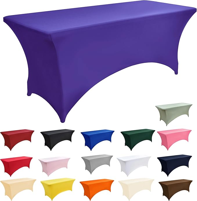 2-Pack 4ft Spandex Table Covers for Rectangular Folding Tables - Wrinkle Resistant Stretch Tight Table Cloths - Ultimate Fitted Table Protector for Parties, Banquet, and Wedding