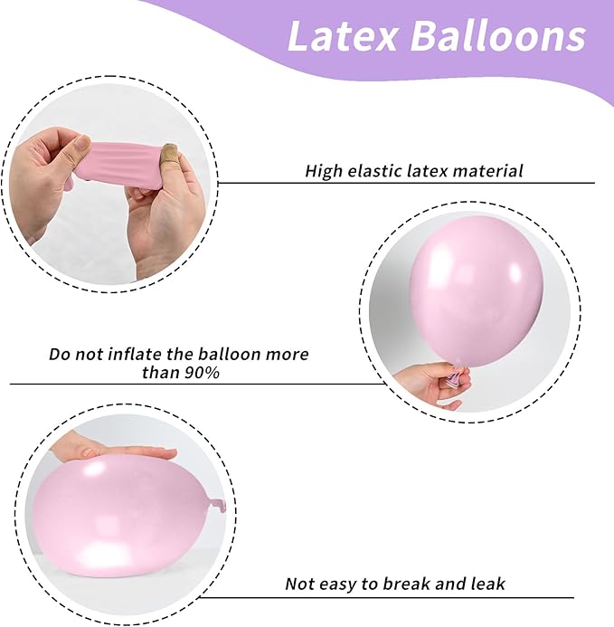 Maca Pink Purple Butterfly Printed Balloons - 52 PCS 12 Inch, Perfect for Baby Shower, Girls' Birthday Parties, or Wedding Decorations