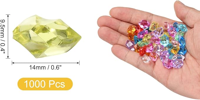 uxcell 1000pcs Fake Ice Rocks, Dazzling Clear Resin Crushed Ice Sparkling Fake Diamonds Gem Stones for Vases Fillers Table Scatter, Theme Party Favors, Gold