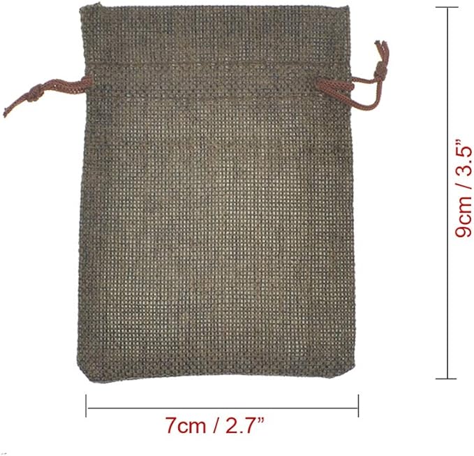 20pcs Burlap Drawstring Gift Bags, 2.7 x 3.5 inch Jute Linen Sacks Jewelry Pouches for Christmas Wedding Party Favors Candies DIY Crafts (Coffee)