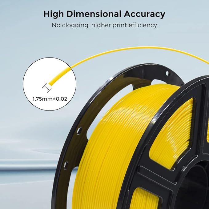 FLASHFORGE 3D Printer Filament, PLA PRO Filament 1.75mm, 1KG Spool (2.2lbs), Dimensional Accuracy +/- 0.02mm for FDM 3D Printers, Better Tenacity & No Knotting (Yellow)