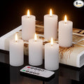 Votive Candles Battery Operated, 6 PCS Real Wax White LED Votive Flemeless Candles with Remote Timer and Flickering 3D Flame, Pillar Candle for Home Wedding Party Decor(1.9” x 4.5”)