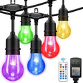 105FT Solar Outdoor String Lights, 32 Shatterproof E26 Edison LED Bulbs, Dimmable RGB Color Changing Patio Lights Waterproof with Remote. for Backyard, Garden, Party, Bistro, Cafe