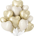 Champagne Gold Cream Heart Balloons,12Pcs 18 Inch Beige Foil Love Heart Shaped Balloons for Birthday Party Wedding Engagement Anniversary Graduation Baby Shower Valentines Day Decorations