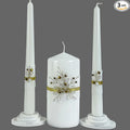 Unity Candle Set - Wedding Ceremony & Reception – 6” Pillar & Two 10” Taper Candles – Long Burning Unity Candles for Marriage Ritual – Handmade in USA – Diamond |Gold
