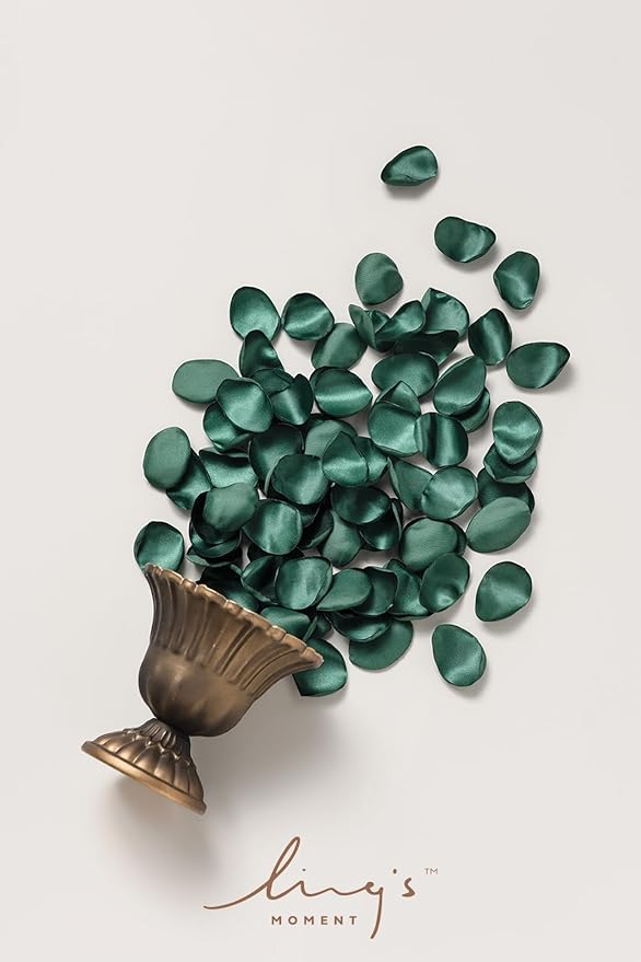 Ling's Moment Rose Petals, Silk Flower Petals for Wedding/Aisle/Flower Girl Baskets/Table Centerpiece Décor,etc.Emerald Green Forest 200pcs