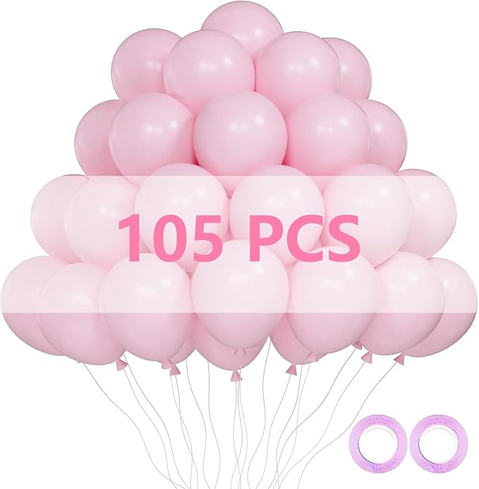 12 Inch Light Pink Balloons for Birthday Party, 105 Pcs Party Latex Balloons for Graduation Holiday Party, Baby Shower Anniversary Wedding Decorations Supplies (Light Pink)