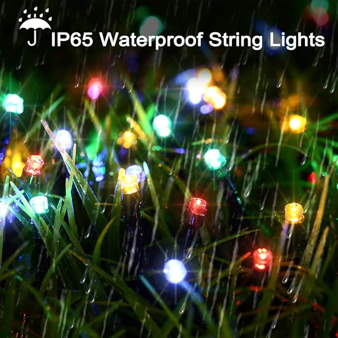 Toodour Solar Christmas Lights, 72ft 200 LED 8 Modes Outdoor Christmas String Lights, Waterproof Solar String Light for Xmas Tree, Fence, Holiday, Party, Balcony, Outdoo Xmas Decorations - Multicolor