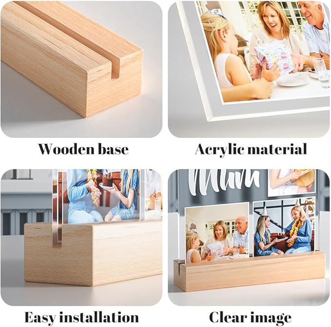 Personalized Anniversary Birthday Gifts for Women Men Her Him, Custom Picture Frames with Photo, Personalized Photo Frame with Night Light, Customized Gifts for Girlfriend Boyfriend Couples