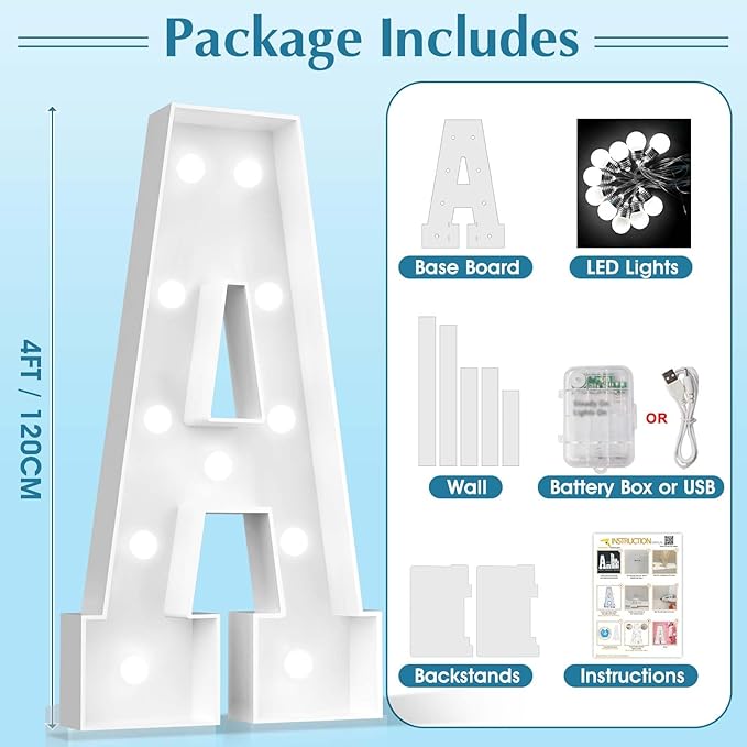 Ledido 4FT Marquee Light Up Letters, Cool White Light Up Letters Large Marquee Letter for Party Decorations, Mosaic Letter O for Balloons, Wedding Birthday Graduation Decor