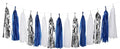 Navy-Blue White-Silver Tassel Garland Streamers - 15pcs Party Decorations Tissue Paper Tassels Banner,Graduation 2025 Wedding Baby Bridal Shower Hanging Decoration Boy Birthday Backdrop Decor Panduola