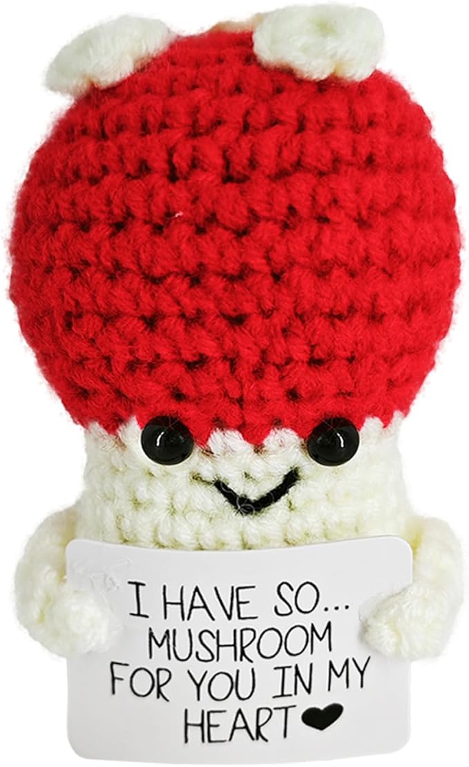 Crochet Emotional Support Mushroom-Handmade Mental Health Gifts for Friends,Family-Uplifting Gifts for Grandpa,Grandma Mom,Dad,Teens