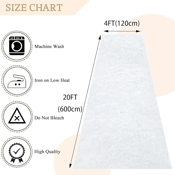 MODFUNS White Wedding Aisle Runner Outdoor Velvet Aisle Runner for Wedding Ceremony 4FTx20FT Carpet Runner with Carpet Tapes Bride Floor Carpet Runner Decorated Aisle Runway for Prom Party Beach