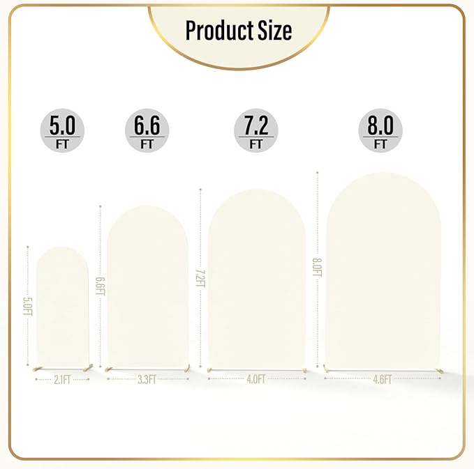LEBENGURU Upgraded 6FT Wedding Arch Cover, Beige Spandex Fitted Arch Backdrop Cover, Round Top Chiara Stand Covers for Birthday Party Baby Shower Banquet Balloon Décor