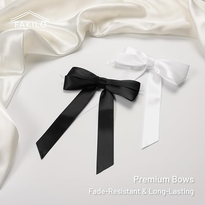 White Bows for Gift Wrapping, 5'' X 7'' Satin Gift Bows for Birthday, Wedding, Party, 30 Pcs