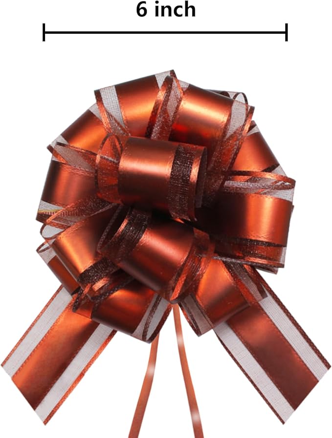 7 Pieces Large Pull Bows, 6 inche, Big Bow for Gift Wrapping, Christmas Party Birthday Gift, Wedding Baskets,Valentine's Day Gift Decorations, Flower Decoration (Coffee)