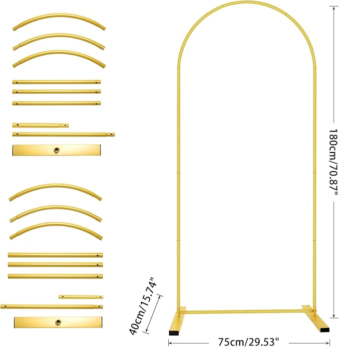 6 FT Metal Arch Backdrop Stand, Wedding Arch Frame for Parties, Birthday, Baby Shower, Graduation, Wedding, Bridal Shower, Arch Decoration of Garden, Floral, Balloon