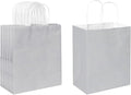 Oikss 50 Pack 8x4.75x10 Inch Medium Gray Kraft Paper Bags with Handles Bulk for Birthday Wedding Party Favors Grocery Retail Shopping Business Goody Craft Gift Bags Sacks, (Silver Grey 50pcs Count)