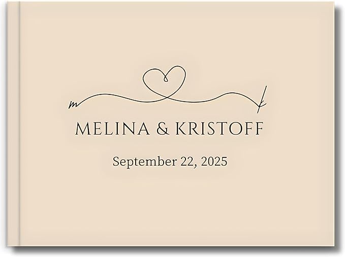 Wedding Guest Book – Personalized Polaroid Guest Book for Wedding Reception, Custom Sign In Photo Book with Blank Pages, Elegant Keepsake for Guests (Beige Minimal)
