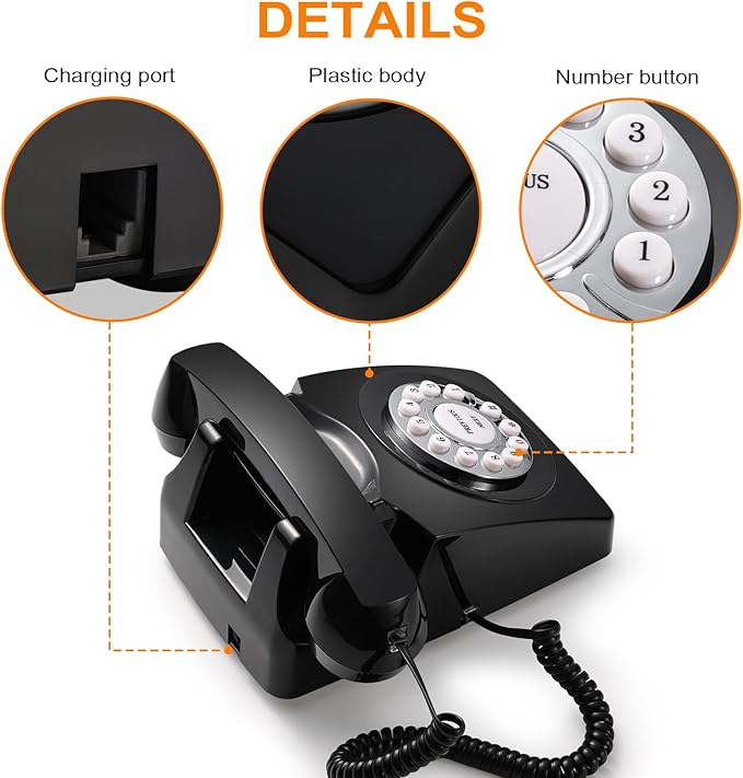Guest Book Audio Wedding Phone,Record Voice Messages,Retro Guest Book for Wedding or Birthday Party Message Voicemail,Save The Blessings of Your Relatives and Friends（Black）