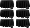 Fokitut 6 Pack Waterproof Round Tablecloth, 120 Inch, Stain Resistant and Wrinkle Polyester Table Cloth, Fabric Table Cover for Kitchen Dining, Wedding, Party, Holiday Dinner-Black