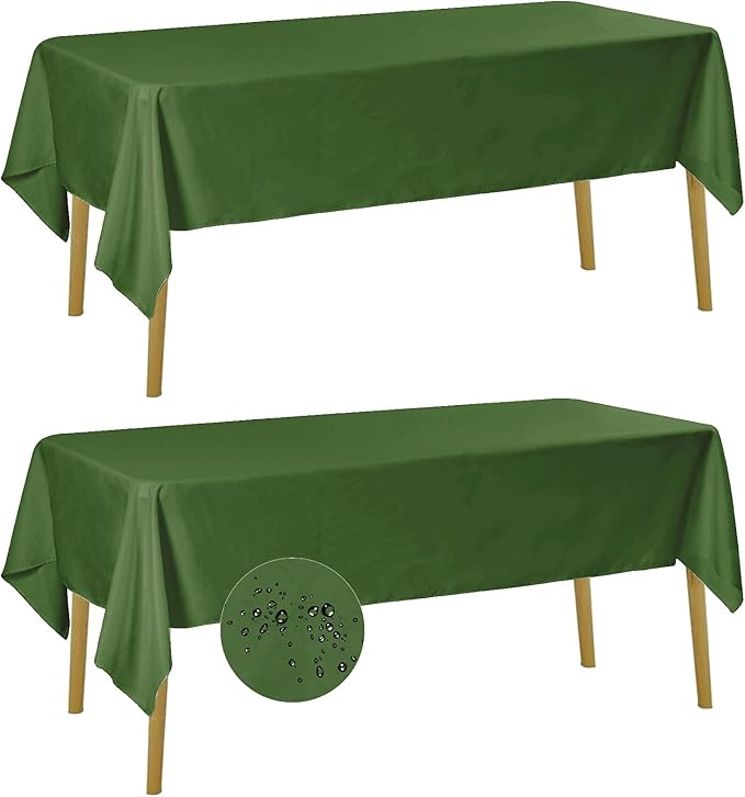 Fokitut 2 Pack Waterproof Rectangle Tablecloth, 60x120 Inch,Stain Resistant and Wrinkle Polyester Table Cloth, Fabric Table Cover for Kitchen Dining, Wedding, Party, Holiday Dinner-Willow