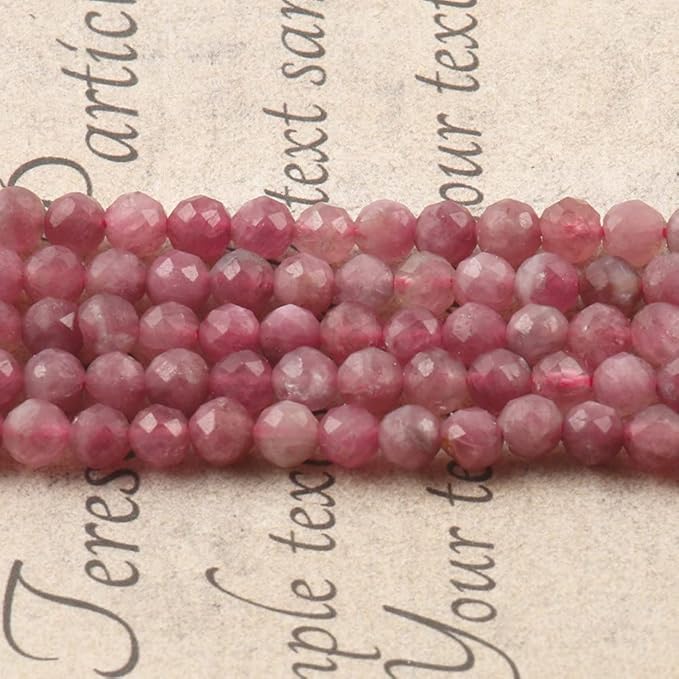 Song Xi 180pcs 2mm Natural Pink Tourmaline Gemstone Beads Faceted Round Loose Stone Beads for Jewelry Making