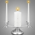 Irenare Unity Candles with Holder for Wedding Ceremony Wedding Decortions Accessories Glass Candle Holder Pillar Candle for Formal Events Church(Pearl)
