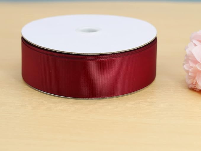 Jesep One Roll 50 Yards Soild Grosgrain Ribbon Boutique Gift Wrapping Package Ribbon, DIY Crafts Bow Hair Headband Accessories Assorted Ribbon #790 (1 1/2" 38mm, Maroon)