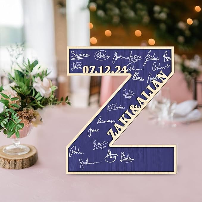 Personalized Wedding Guest Book Sign Custom Letter Name Date Rustic Wedding Guest Book Alternative Unique Guest Book for Wedding Anniversary Decor (Style 1)